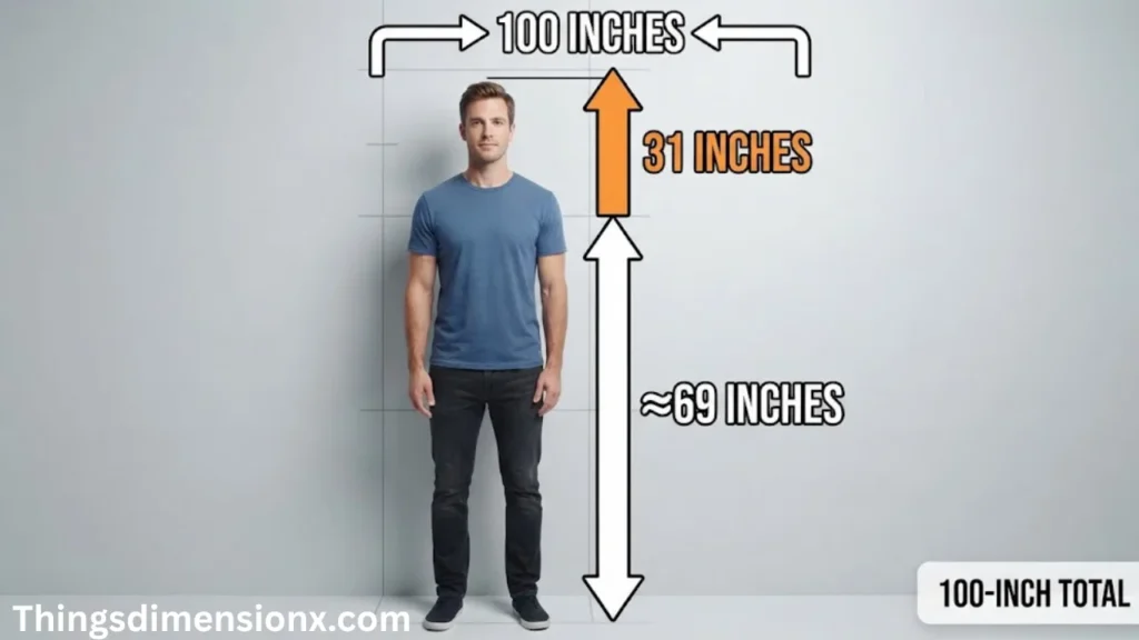 100 inches Average Adult Man + 31 Inches