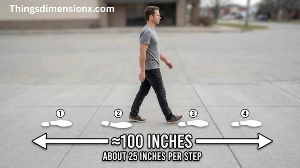 100 inches Three to Four Adult Walking Strides