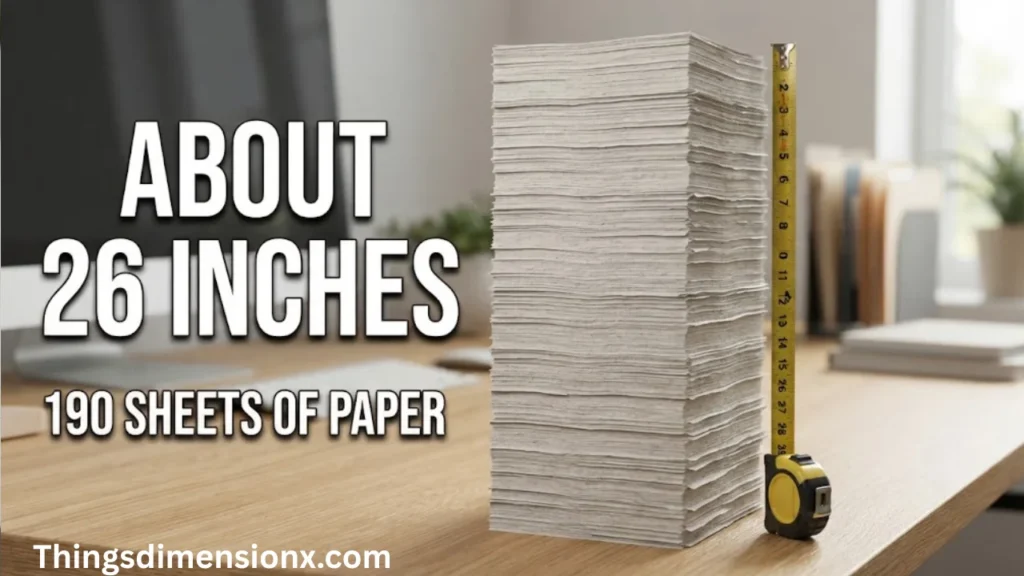 26 inches Stack of About 190 Sheets of Letter Paper