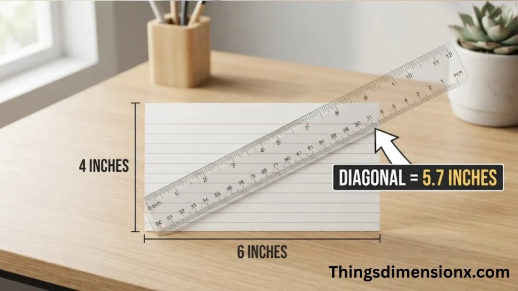 5.7 inches 4×6 Index Card Diagonal
