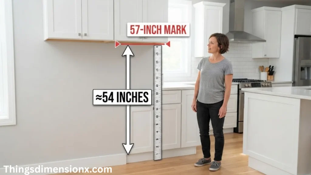 57 inches Bottom of Kitchen Upper Cabinets