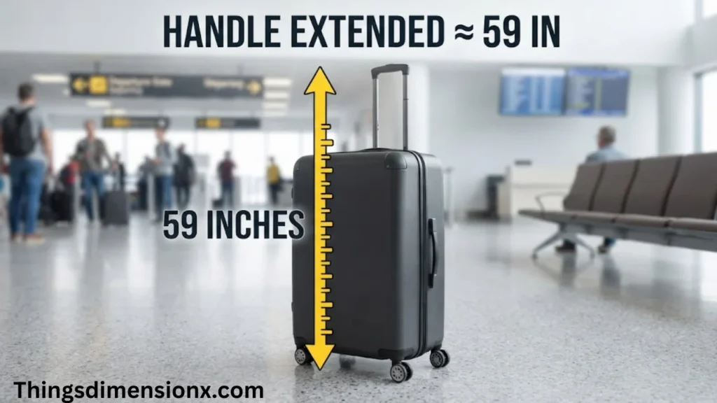59 inches Large Upright Suitcase With Handle Extended