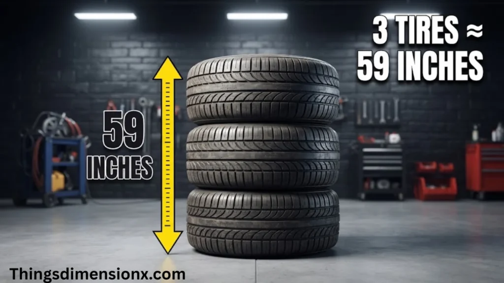 59 inches Three Car Tires Stacked
