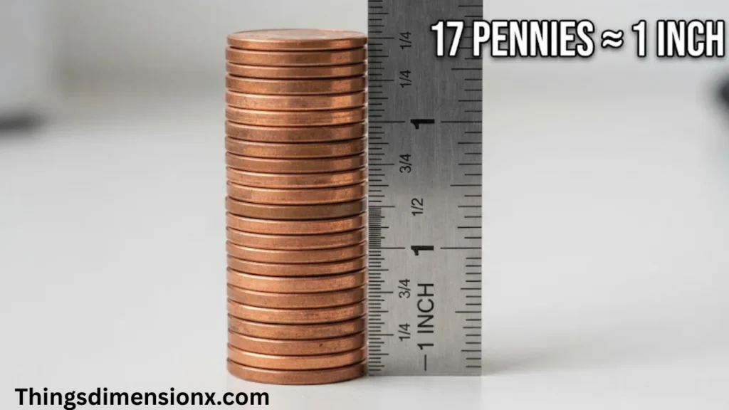 1 inch Stack of 17 Pennies