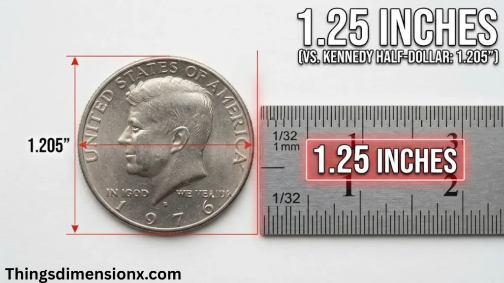 1.25 inches half doller