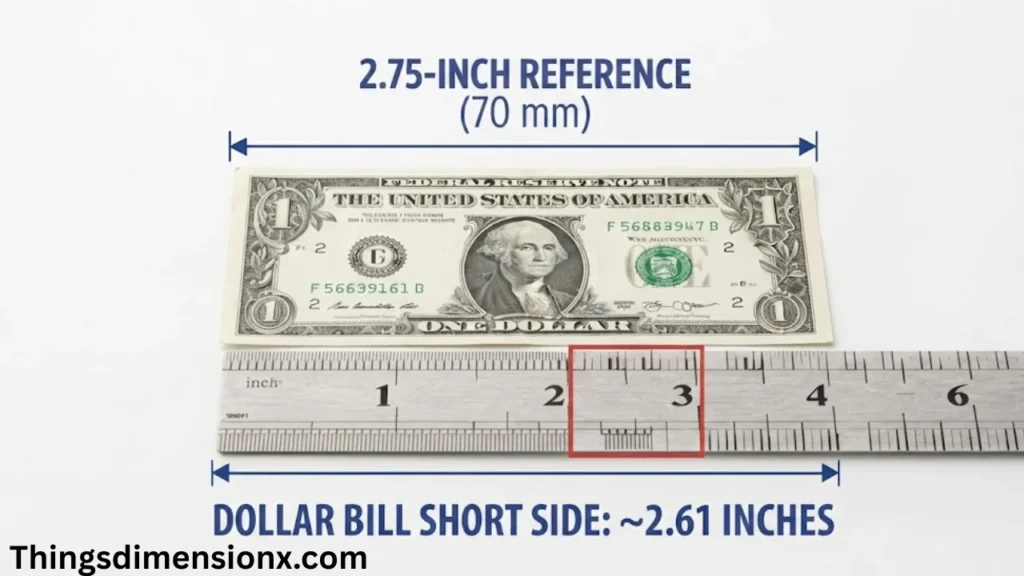 2.75 inches U.S. Dollar Bill Short Side