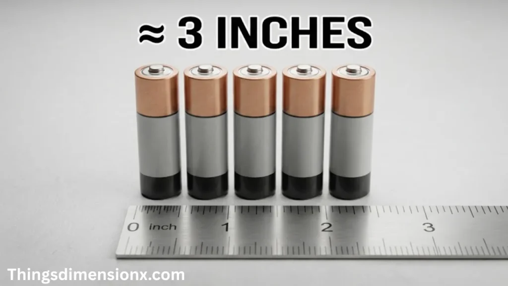 3 inches Five AA Batteries Side by Side