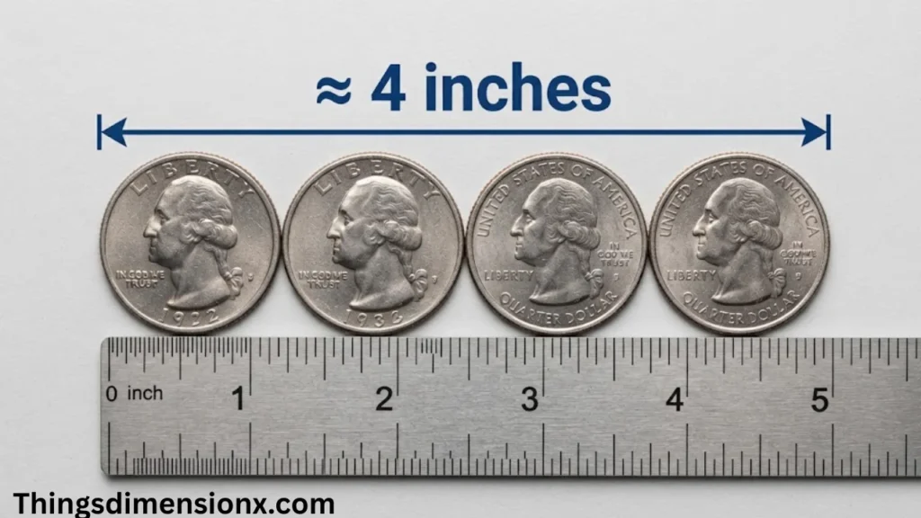 _4 inches Four US Quarters