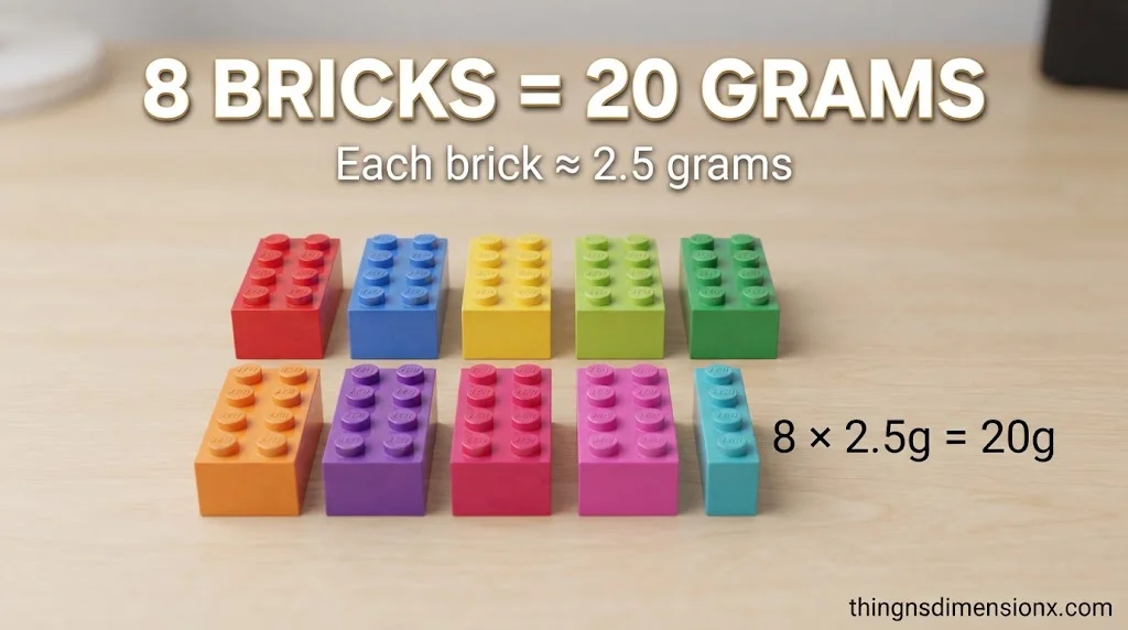 Eight LEGO 2×4 Bricks