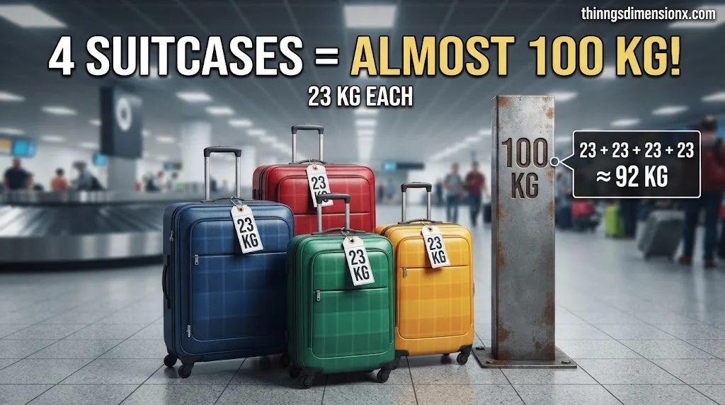 Four Checked Airline Suitcases